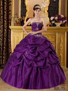 Eggplant Purple Beaded Appliqued Quinceanera Party Dresses 2012