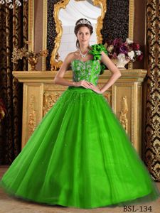 The Best one Shoulder A-line Beaded Green Sweet Sixteen Dresses