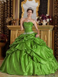 Classy Taffeta Appliqued Spring Green Quinceanera Dress Stores