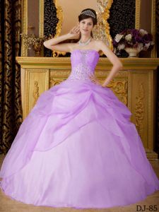 Lilac Strapless Beaded Quinceanera Party Dresses for Rent