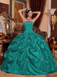 Best Turquoise Sweet Sixteen Dresses with Pick-ups Appliqued