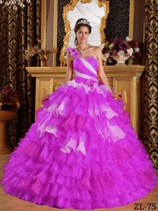 Beautiful one Shoulder Light Purple Ruffled Sweet Sixteen Dresses