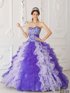Two-toned Puffy Ruffled Quinceanera Gown Dress with Zebra Print