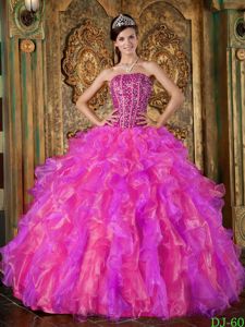 Pretty Corset Ruffled Beaded Colorful Quinceanera Party Dress