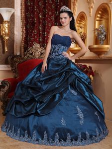 Plus Size Navy Blue Appliqued Sweet 16 Party Dress for Wholesale