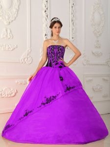 Most Popular Appliqued Black and Purple Quinceanera Dresses