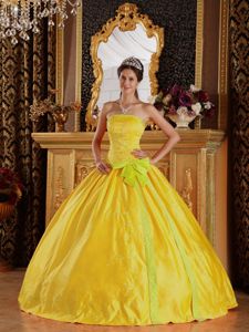 Noble Gold Ball Gown Quinces Dresses with Sash and Embroidery