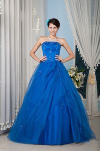 Best Royal Blue Princess Beading Appliques Tulle Sweet 15 Dresses