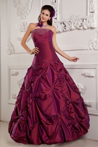 Wine Red Ball Gown Strapless Beading Embroidery Dresses for 15