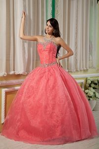 New Watermelon Ball Gown Sweetheart Beading Quince Dresses