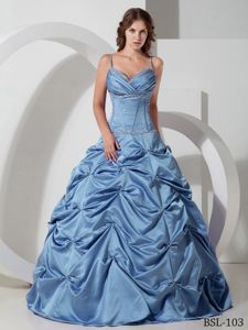 A-line Spaghetti Straps Beading Bust Pick-ups Quinceanera Dresses