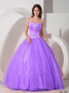 Lavender Sweetheart Appliques Accent Beading Dress for Quince
