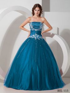 Most Popular Strapless Beading Sweet 15 Dresses with Appliques