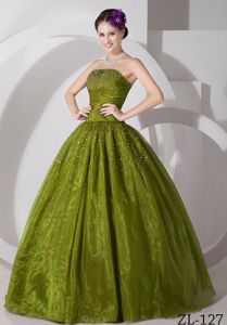 Ruches and Pleats Accent Beading Strapless Quinceanera Dresses