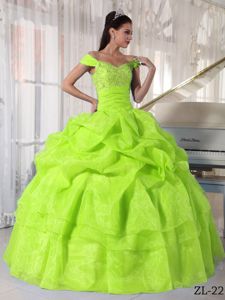Spring Green Ball Gown off the Shoulder Quinceanera Dresses