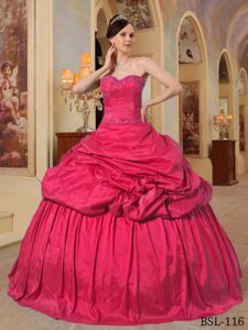 Red Ball Gown Taffeta Quinceanera Dresses with Pick Ups