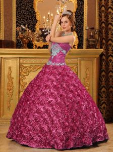 Discount Fuchsia Special Fabric Appliques Sweet 15 Dresses