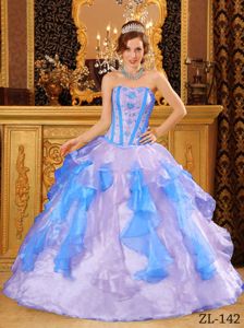 Two Toned Ruffled Ball Gown Organza Dress for Quinceaneras