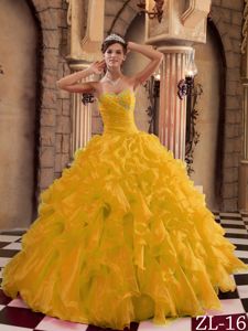 2013 Gold Sweet 15 Dresses with Ruffled Organza On Sale