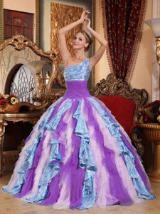 Multi Color One Shoulder Dress for Quinceaneras with Ruffles Beyonce dress