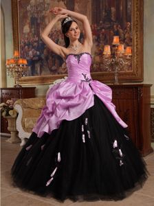 Two Toned Taffeta and Tulle Pick-ups Dress for Quince