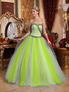 Multi Color Sweetheart Tulle Beaded Sweet Sixteen Dresses