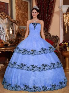 Lace Hem Decorated Strapless Quinceanera Dresses Custom Made