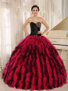 Paris Fashion Week Ruched and Beaded Sweetheart Dress for a Quinceanera with Ruffles