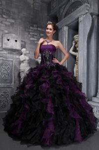 Luxurious Strapless Two-toned Sweet Fifteen Dresses with Ruffles
