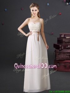 Low Price Floor Length Empire Sleeveless White Court Dresses for Sweet 16 Lace Up