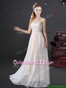 Vintage White Zipper Sweetheart Lace and Appliques Dama Dress for Quinceanera Chiffon Sleeveless