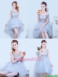 Captivating Scoop Sleeveless Lace and Ruffles and Ruffled Layers and Bowknot Lace Up Damas Dress