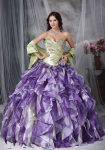 Colorful Ruffles Vestidos De Quinceanera with Ruches and Beading