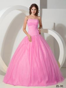 Pink Ball Gown Beading Tulle Dresses for a Quinceanera Wholesale