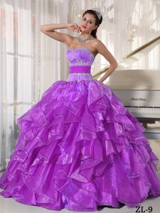 Sash Decorate Ruffles and Beading Quinceanera Gowns
