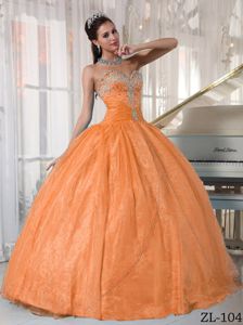 Orange Red Ball Gown Sweetheart Appliques Sweet 16 Dresses