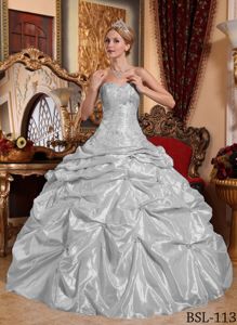 Silver Gray Pick-ups Beading Embroidery Dress for Quince Plus