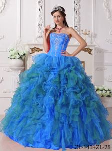 Romantic Ball Gown Embroidery Ruffles Decorate Quinceanera Gowns