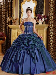 Strapless Taffeta Ruched Bust Pick-ups Ruffled Quinceanera Dresses