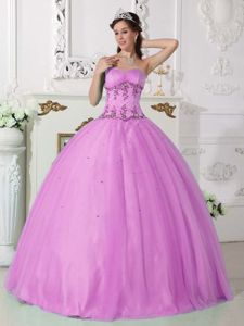 Lavender Sweetheart Taffeta and Tulle Dress for Quinceaneras