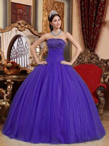 Purple Ball Gown Taffeta and Tulle Quinceanera Dresses