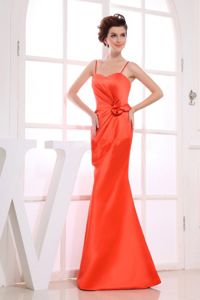 Orange Red Spaghetti Straps A-line Dama Dress Hand Made Flower
