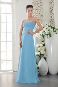 Elegant Light Blue Strapless Chiffon Formal Dresses for Dama