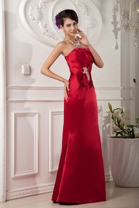 Custom Made Wine Red Strapless Beaded Formal Dresses for Dama