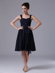 Simple Navy Blue Straps Knee-length Dama Dresses for Quinceanera