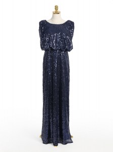 Scoop Navy Blue Sleeveless Floor Length Sequins Zipper Mother of Bride Dresses