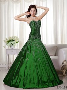Classy Embroidery Sweetheart Quinceanera Dresses in Dark Green