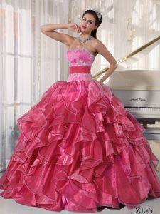 Vintage Beading Bodice Organza Quinceanera Dresses with Ruffles