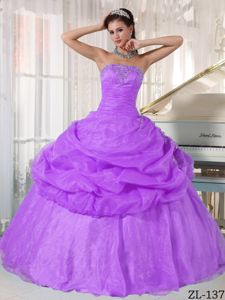 Beading Ruche Bodice Quinceanera Dresses Pick-ups in Lilac