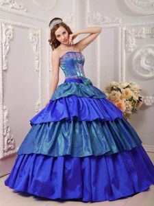 Multi-layered Appliques Strapless Dresses for a Quinceanera 2014
